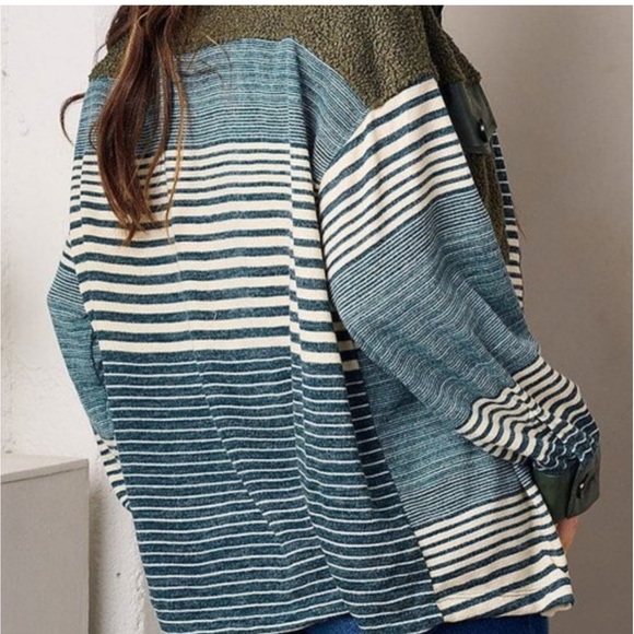 ππColor Block/Striped Mixed Fabric Jacket π§₯ - Picture 2 of 5